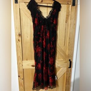 ASOS red/black floral midi dress